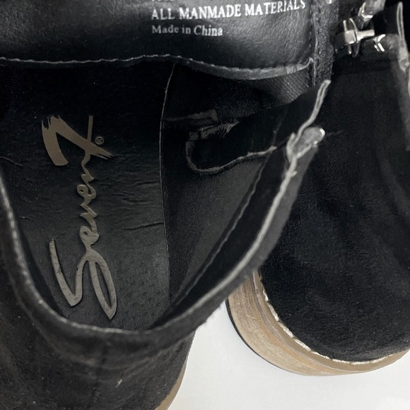 SEVEN 7 ~Womens Black Vegan Suede Booti Ankle Boots Side Zip Size 9 - Picture 5 of 14